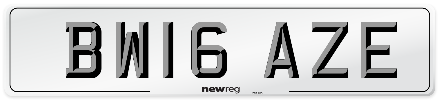 BW16 AZE Number Plate from New Reg